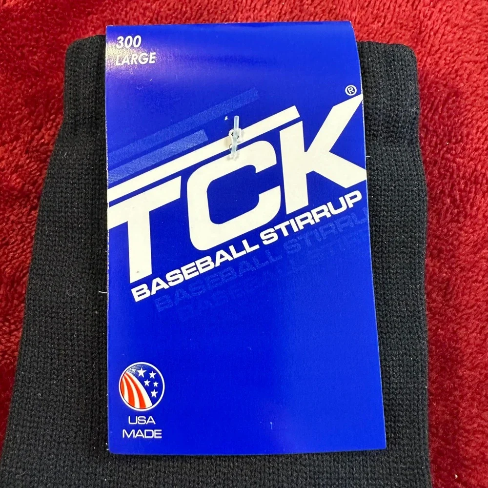 TCK 300 Baseball Stirrups Large Black Red White Striped USA‎ Made Twin City Knit